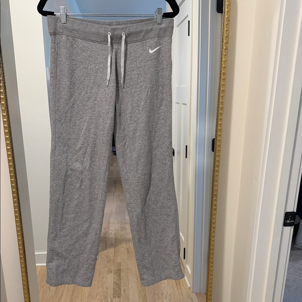 Nike Heather Gray Sweatpants with White Swoosh